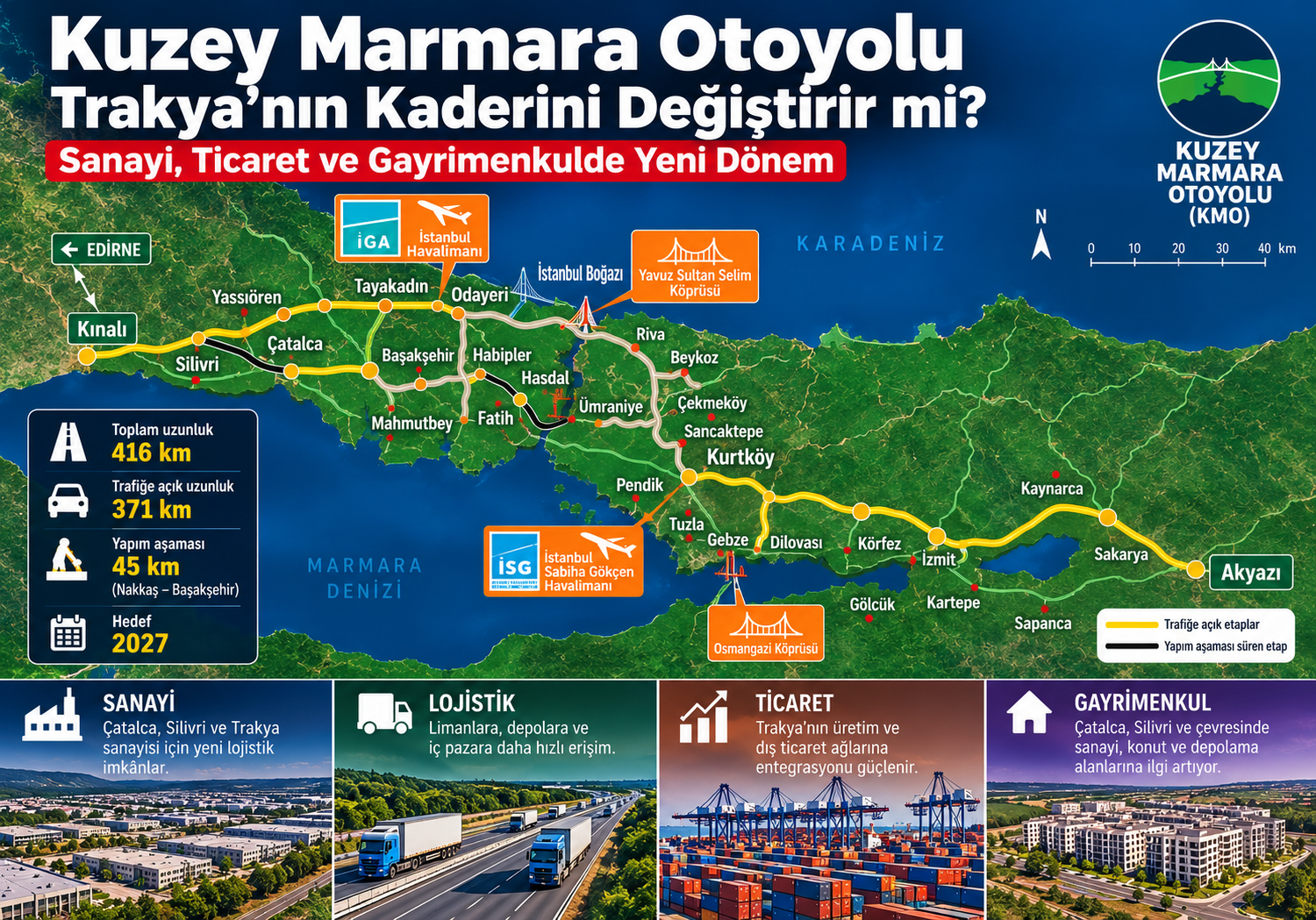 Kuzey Marmara Otoyolu, Trakya sanayi ve lojistik yatırımları